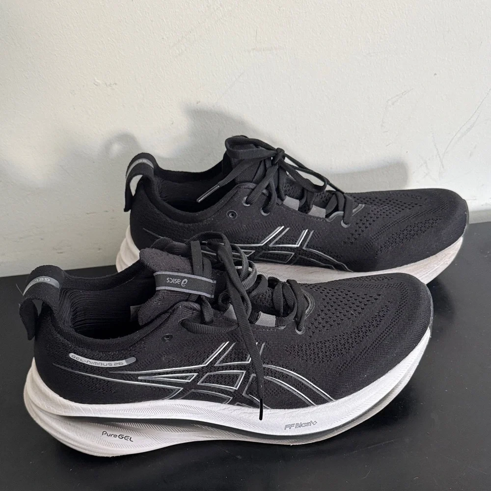 Asics Black Athletic Shoes with White Accents